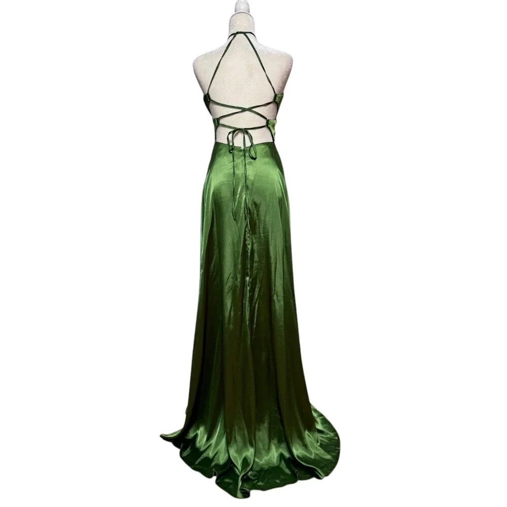 Blondie Nites Old Money Satin Halter Gown Women's Size 1 Coquette‎ Mermaidcore